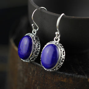 Brincos Femininos Prata 925 Esplendor Celeste Lapis Lazuli - Zalupe