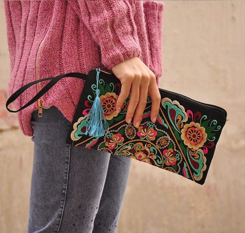 Carteira Clutch Boho Chic Bordada